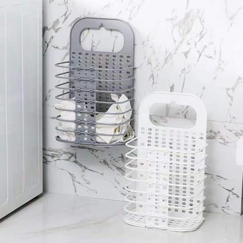 

Foldable Dirty Clothes Storage Basket Suction Cup Hanging Hamper Plastic Storage Basket Large Laundry Baskets