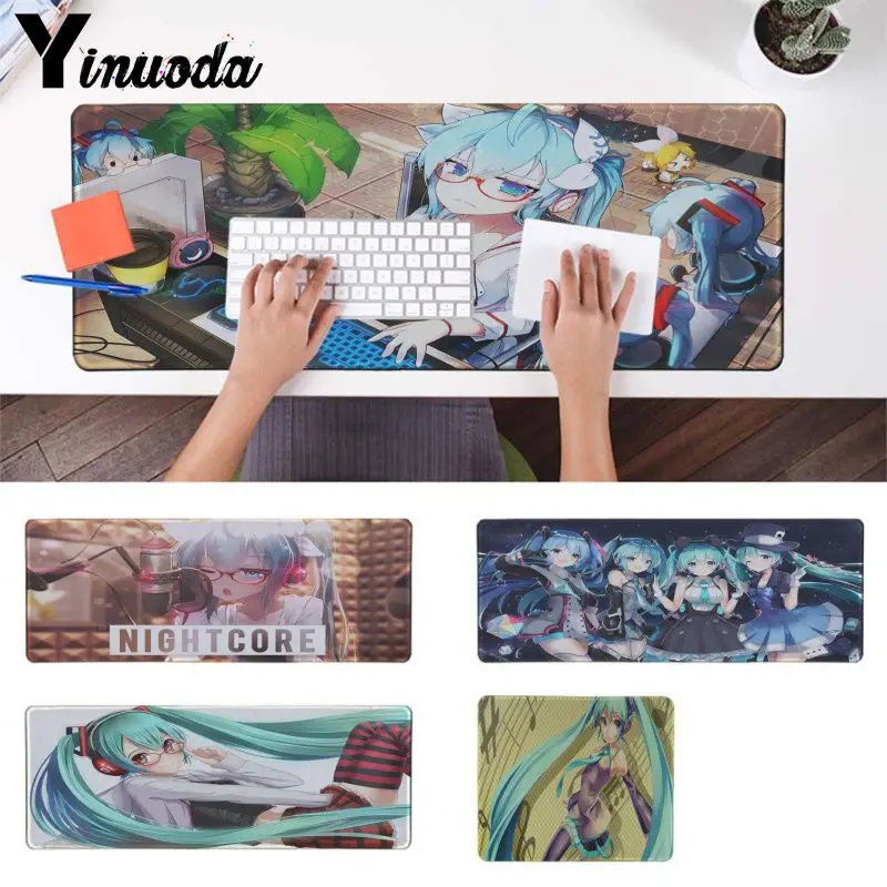 

Yinuoda Simple Design Hatsune Miku Rubber PC Computer Gaming mousepad Professional Locking Edge gaming Mouse Pad