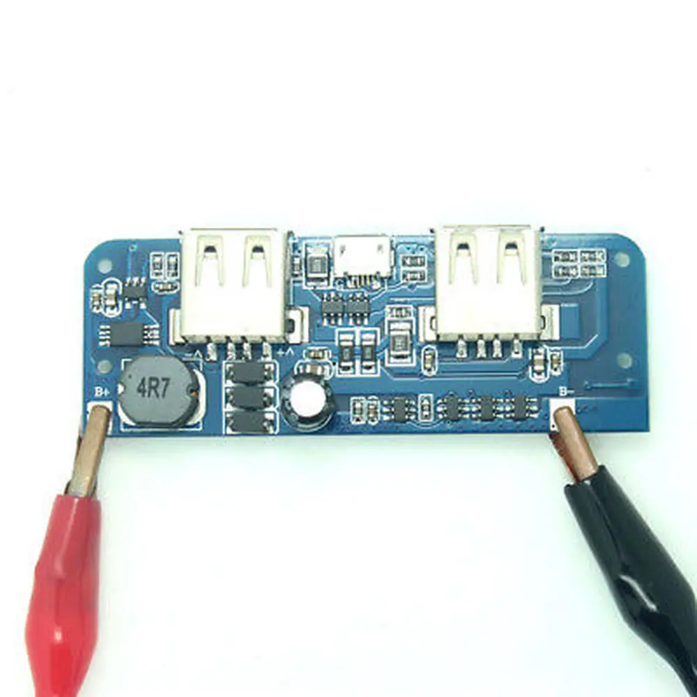 Mobile Power Bank Charger Board Step Up Module Double USB Output 4LED