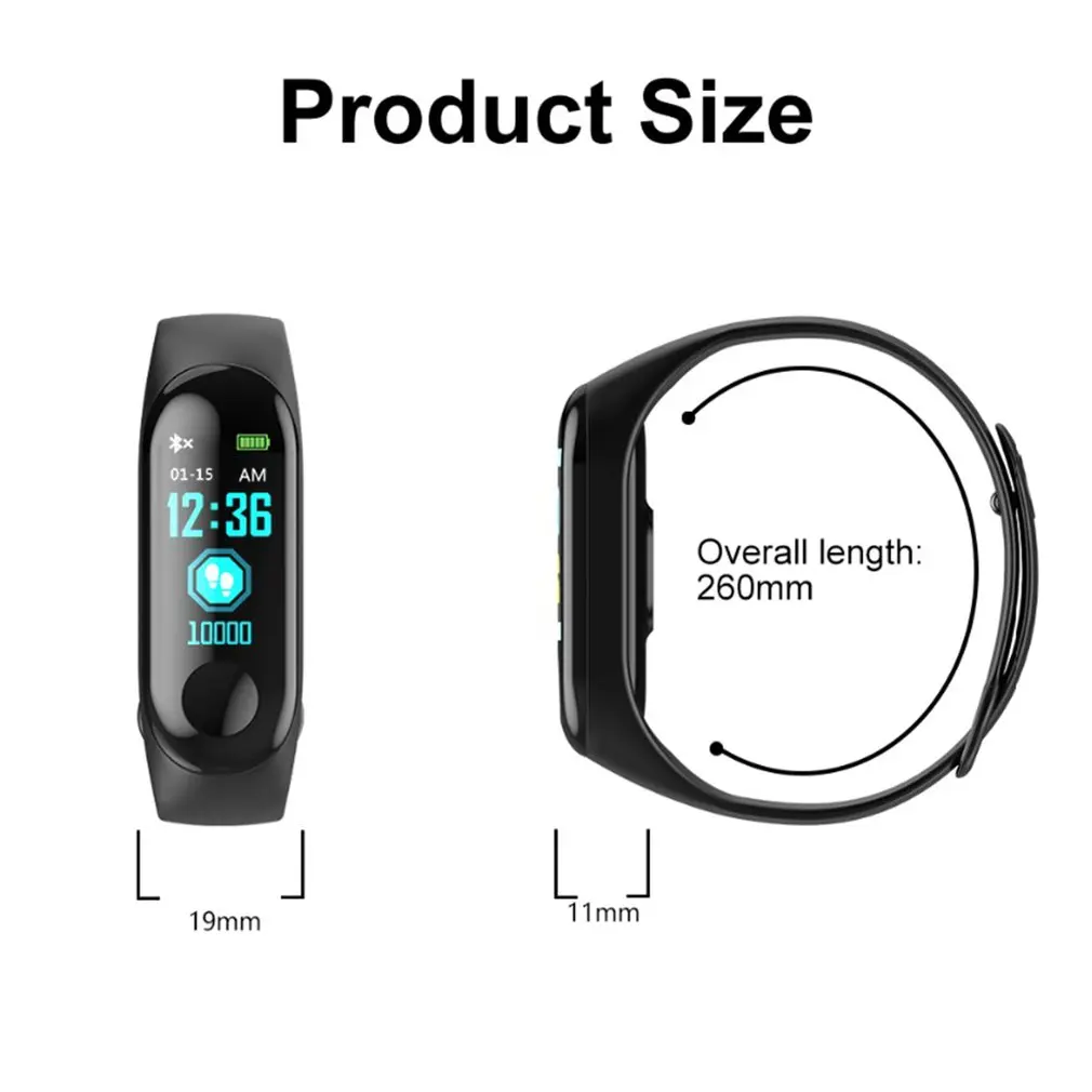 New M3 Smart Band Watch Bracelet Fitness Tracker Pedometer Blood Pressure Heart Rate Monitor Waterproof Wristband