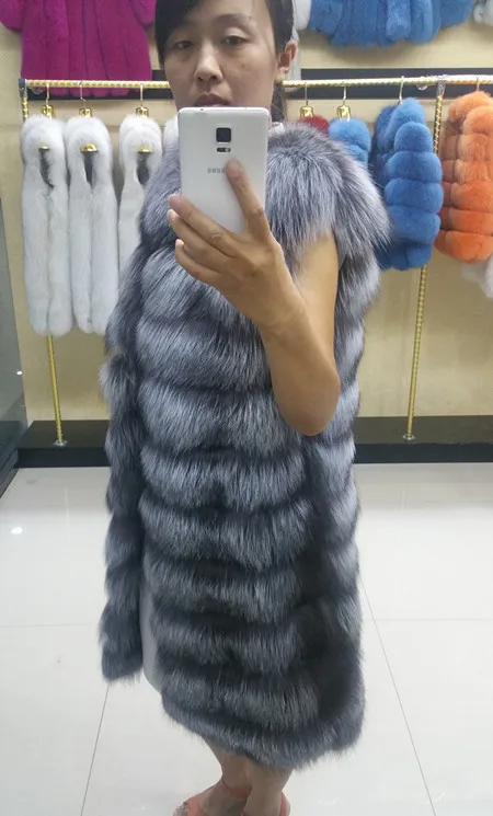 D'hiver X Lady Véritable 1018 gris Fourrure Survêtement Pardessus Gilet Or Réel long Manteaux Renard Tranchée 2017 Femmes De rdEQoWxCBe