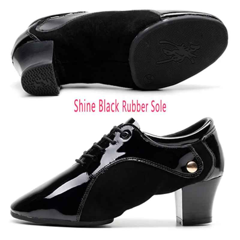 Black B Rubber Sole Танцевальные туфли Sun Lisa/ г. Женские кроссовки из натуральной кожи для дома и улицы, на массивном каблуке, Бальные, джаз, современные туфли для латинских танцев - Цвет: Black B Rubber Sole