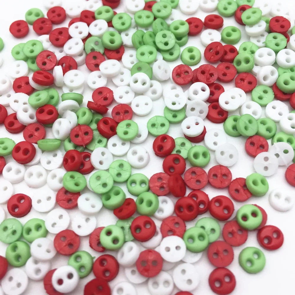 1000 шт рождественские смешанные 4 мм крошечные мини-кнопки пластиковые круглые 2 отверстия Кукла Одежда Кнопка украшения Швейное Ремесло «сделай сам»