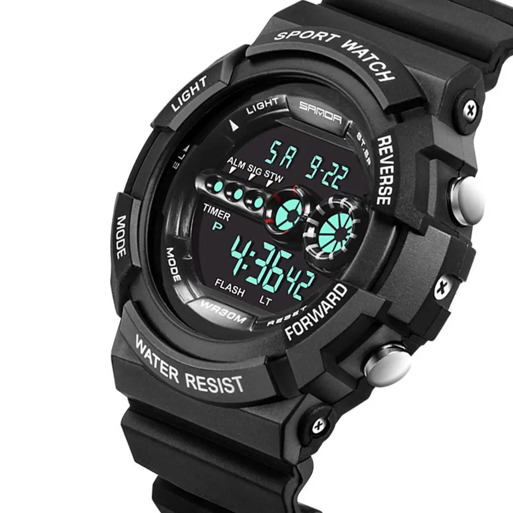 Новые мужские модные круглые Цифровые многофункциональные 250 мм наручные часы браслет 50 мм легко читать Браслет электронный - Цвет: black