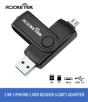 Rocketek Высокое качество usb 3,0 мульти памяти OTG телефон кард-ридер 5 Гбит/с адаптер TF micro SD для компьютера ноутбук аксессуары