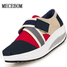 Women Shoes 2016 Multicolor Loafers Wedges Lose Weight Creepers Platform Shoes Woman Slip On Breathable Flats