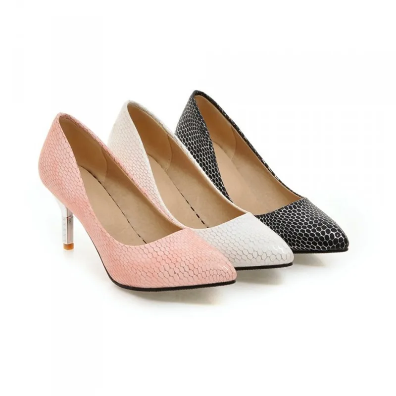 

Lady Cheap Plus size(4-12)sexy snake grain Retro pointed toe Glitter High heels Thin women pumps Stilettos Shoes Claussure Femme