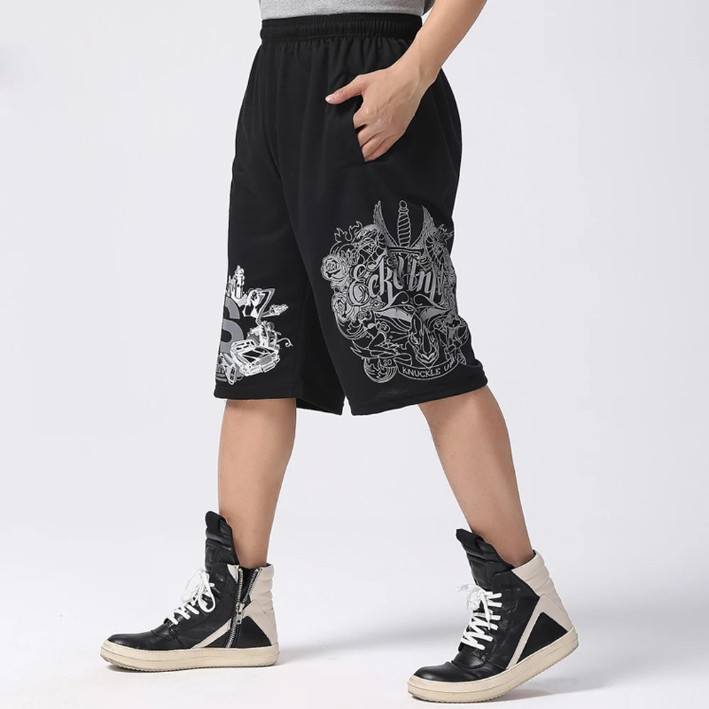 Мода 2019 г. лето хип хоп плюс размеры Свободные шнурок мужской Уличная Для мужчин хлопковые шорты для женщин с резинкой в талии с принтом