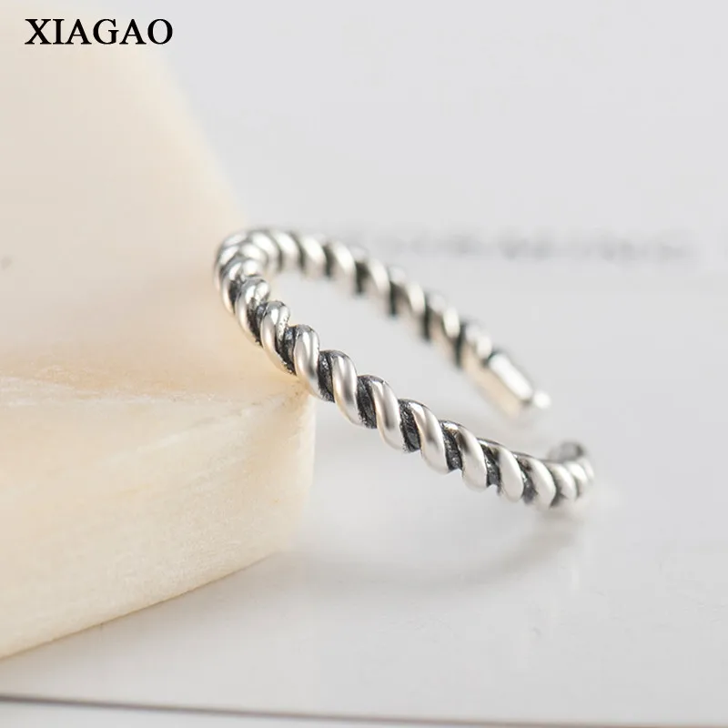 

XIAGAO Solid 925 Sterling Silver Irregular Rope New Fashion Stackable Finger Ring Wedding Jewelry For Women Luxury Gift AART0033
