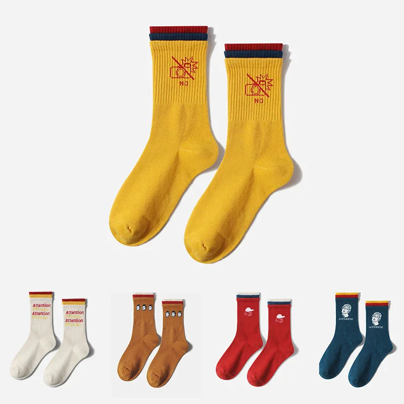 Harajuku Осень Женские забавные носки хлопок унисекс три цвета носки мода уличная новинка Повседневные женские длинные носки