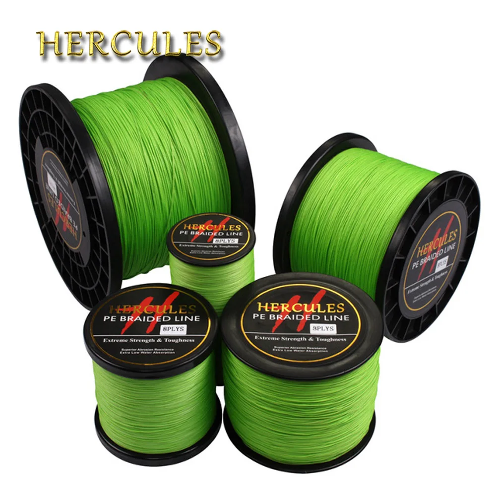 Details of Hercules Fishing Goods Braided Wire Fishing Line Cord 8 Strands  Fluorescent Green 100-2000m Multifilament Ocean Beach Fishing