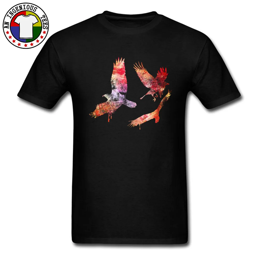  Men T Shirt Birds Hip hop Tops Shirt 100% Cotton Crew Neck Short Sleeve Party Tees Father Day Top Quality Birds black
