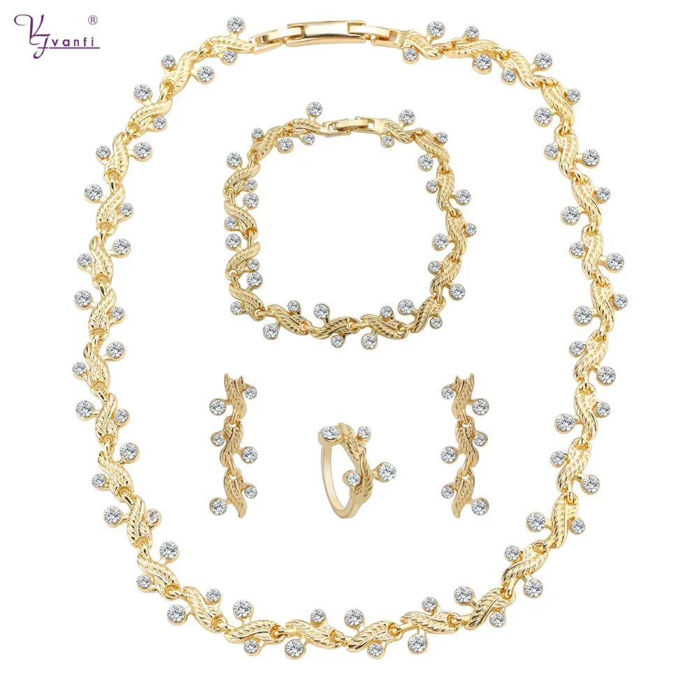 

VANFI 2018 New simplicity Style Necklace&Earrings&Bracelet&Rings for women Jewelry sets for party wedding African style