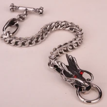 Мужской браслет Дракон цепь из нержавеющей стали Байкер Ювелирные изделия Подарки Серебряный тон KB19 Прямая поставка 8,5"