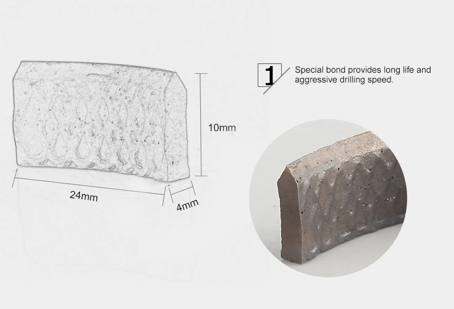 DC-XDSCB02 X форма Алмазные сверла сегменты 24x4x10 мм мокрого сверления для бетона
