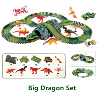 

Over 157pcs New DIY Flex Railway Roller Coaster Electric Rail Car Racing Dragon Track Christmas Kids Toys Flexible Track