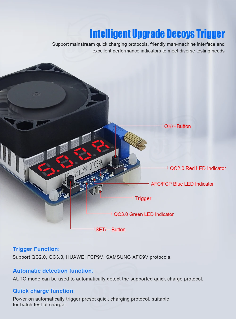 Trigger QC2.0 QC3.0 USB Load Resistor Discharge Battery Tester