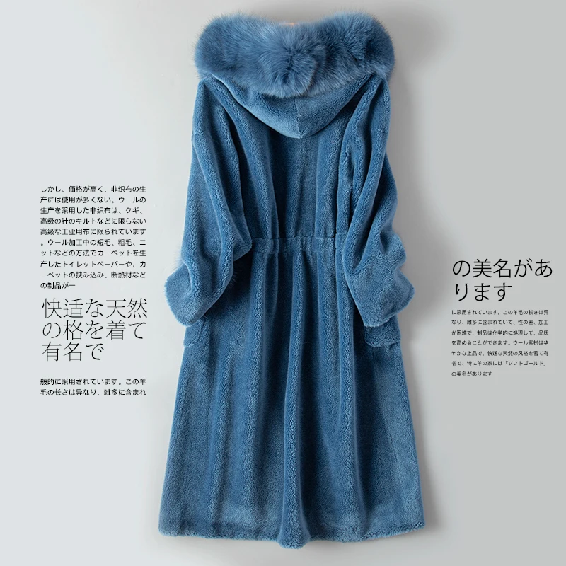 Real Fur Coat Autumn Winter Jacket Women Clothes 2018 Korean 100% Wool Coat Fox Fur Hooded Vintage Sheep Shearling Fur ZT1265