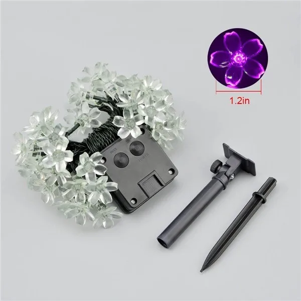 Solar Fairy String Lights 21ft 50 LED Purple Blossom (2)