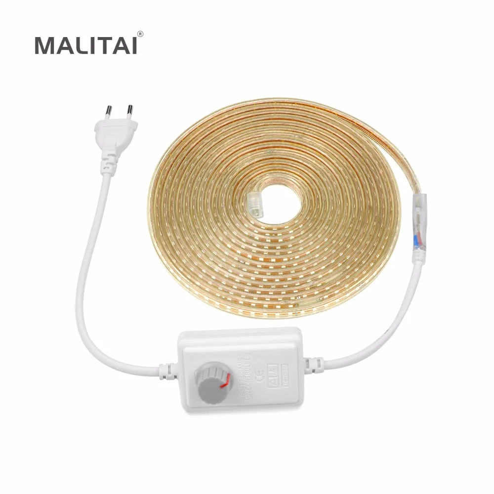 

LED Strip Dimmable 2835 220V AC Waterproof Garland Christmas Decoration Outdoor lights String 120leds/M EU Plug Power Supply
