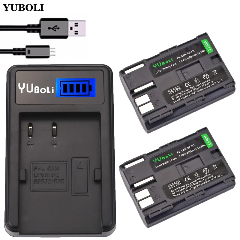 

2Pcs BP-511 BP511 BP 511 511A BP-511A BP511A Batteries & Charger for Canon G6 G5 G3 G2 G1 EOS 300D 50D 40D 30D 20D 5D MV300i