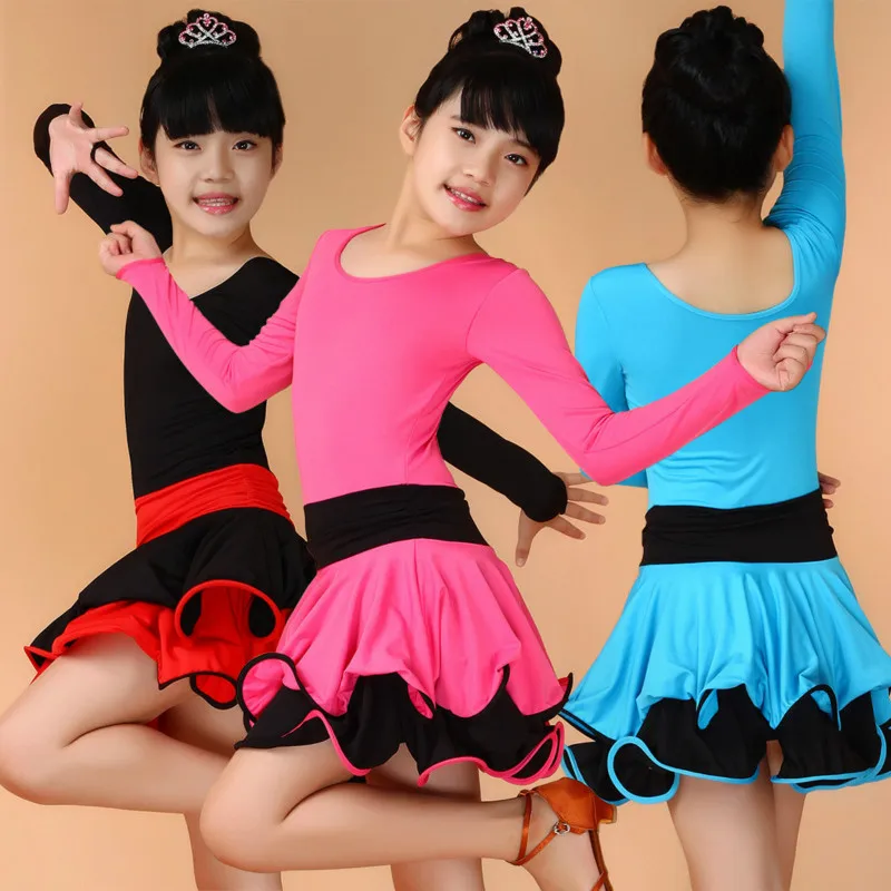 

Students Children Kid Latin Dancewear Competition Dancing Clothing Girl Dance Costume Child Latin Ballet Dance Dress For GirlsTB