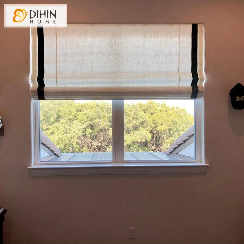 High Quality Cotton/Linen Striped Customized Roman Shade Roman Blinds