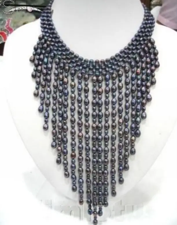

free shipping ****Jewelry Beautifll black handicraft pearl necklace