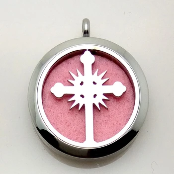 

2016 New Design Stainless Steel cross essential oil pendant necklace Diffuser Perfume Locket