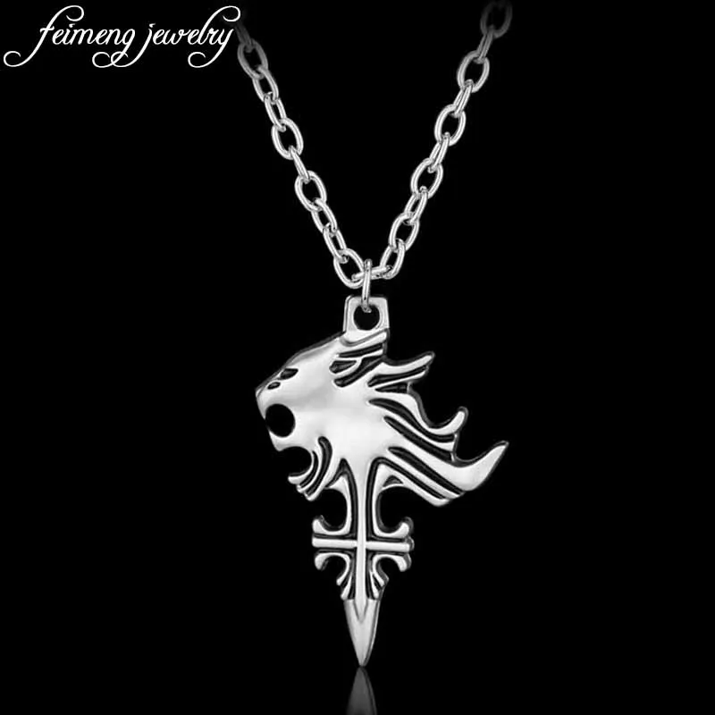 

Popular Game Final Fantasy Necklace Sleeping Zion Heart Lion Head Cross Pendant Necklace For Men Fashion Jewelry Accessories