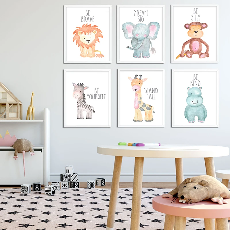 Decor Gift Baby shower Giraffe Watercolor Print Animal Kids Decor Safari Decor