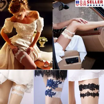 

2Pcs/Set Bridal Wedding Garter Lace Garter Flower Hollow Prom Garter Belt