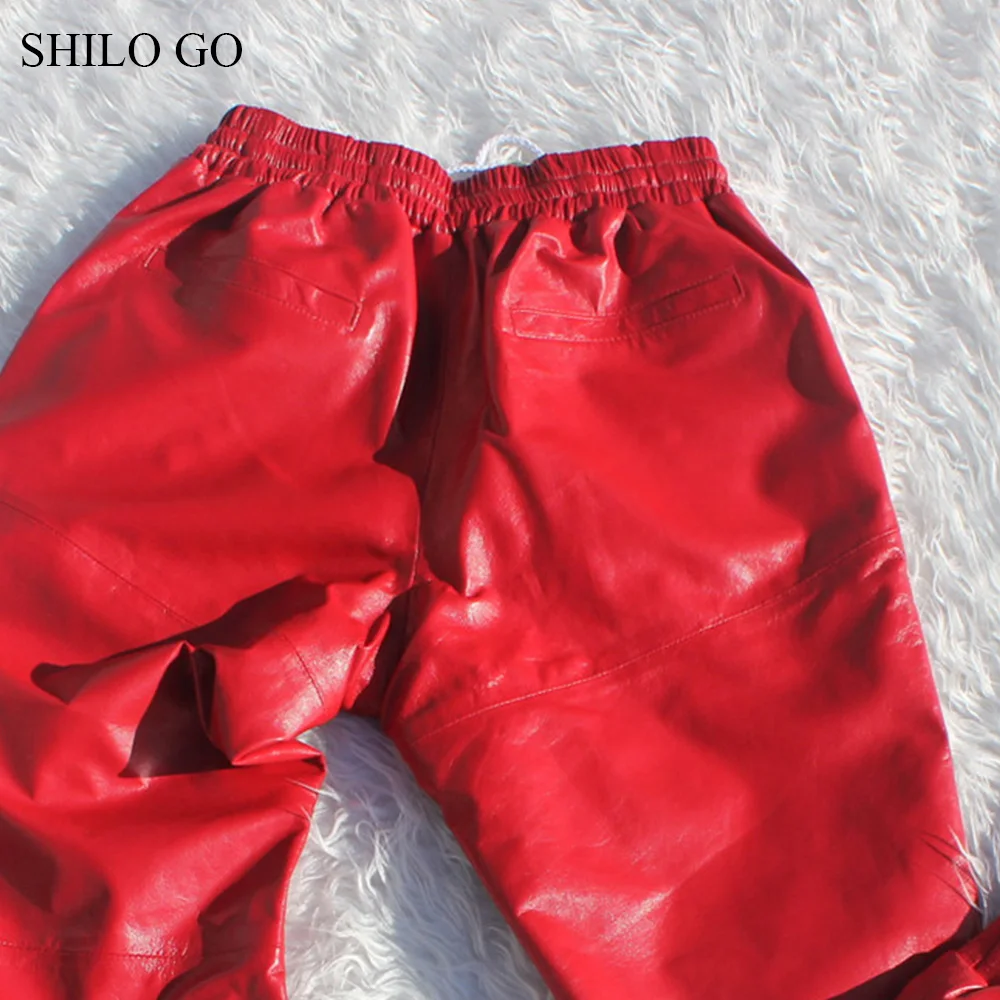 Женские кожаные брюки SHILO GO весенние модные из натуральной овчины с высокой