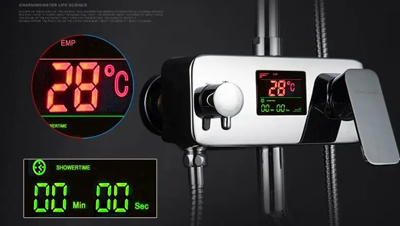 Dofaso The Temperature display rain shower bathroom shower set thermostatic faucet shower set with digital display smart shower