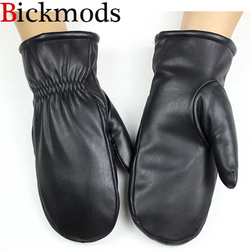 

Men & Women General Artificial Leather No Hooded Gloves Fake Fur Lining Winter Warm Outdoor Riding Windproof Gloves