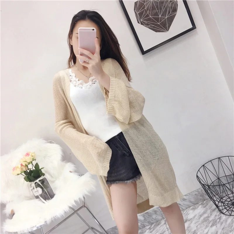 Women Summer Thin Sunscreen Cardigan Loose Casual Long Sleeve Knitted Cardigan Jacket Female Solid Color Sun Protection Tops Women Summer Thin Sunscreen Cardigan Loose Casual Long Sleeve Knitted Cardigan Jacket Female Solid Color Sun Protection Tops