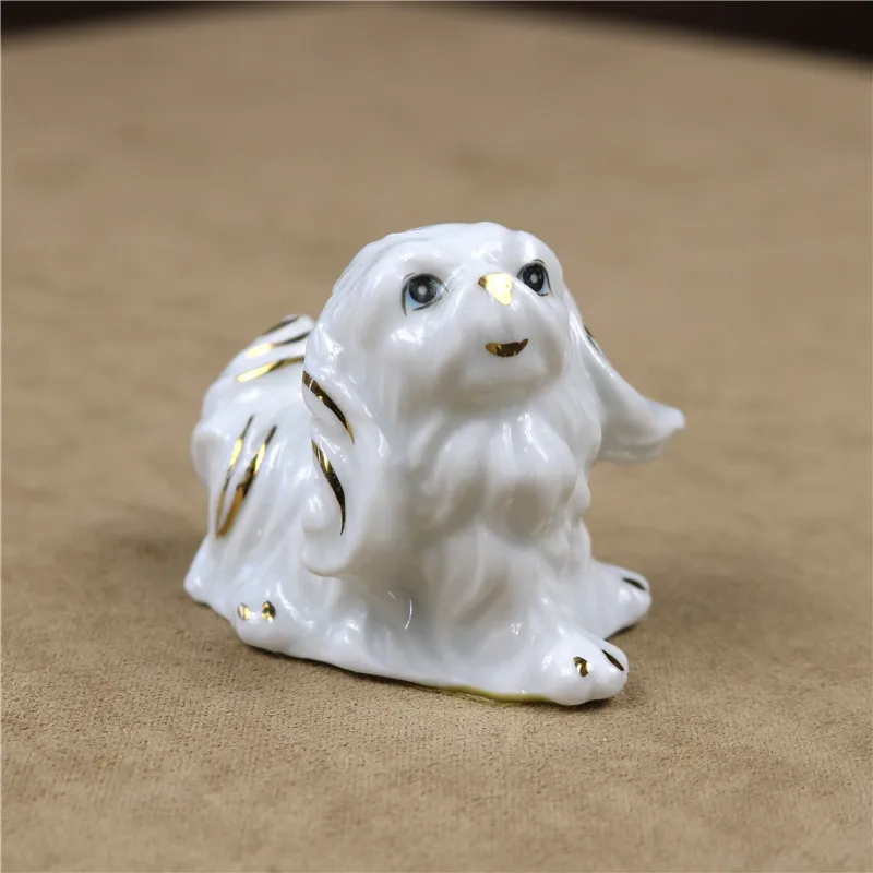 Керамическая миниатюрная фарфоровая собачья фигурка Shih Tzu собачки лапши