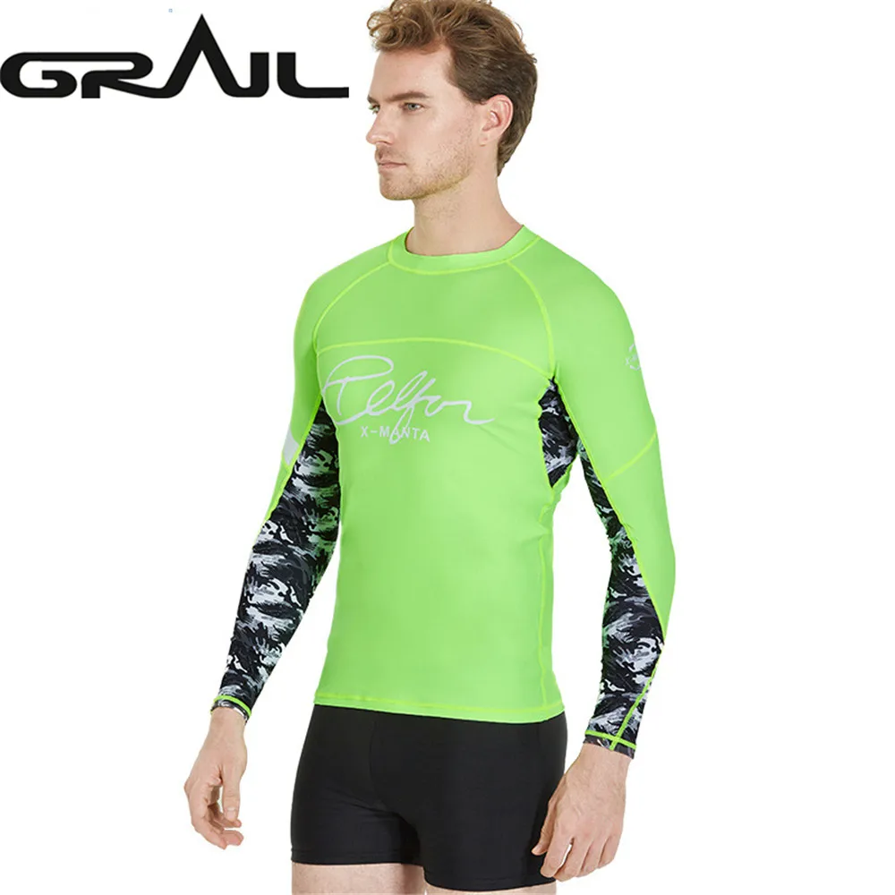 Для мужчин с Длинными Рукавами Rashguard Surf Купальники для малышек предотвратить Медузы быстрое высыхание Предохранители сыпи спорта людей Anti UV пляжное Дайвинг УФ футболка ls-18626