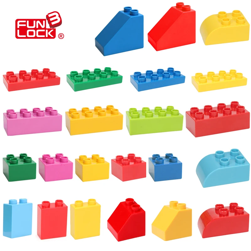 Funlock Duplo Building Blocks Bricks font b Toys b font for Kids Construction Assemble Basic Parts