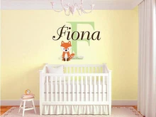 Custom Fox Name Wall Stickers Monogram Vinyl Wall Decal Decor Kids Room Nursery Wall Tattoo Home