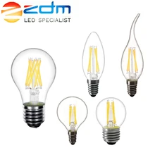 ZDM bombilla de vela LED C35 G45 ST64 lámpara vintage E14 LED E27 A60 220v LED globo LED 2W 4W 6W 8W filamentos de Edison LED bombillas de luz