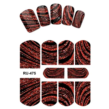 

UPRETTEGO NAIL ART BEAUTY WATER DECAL SLIDER NAIL STICKER COLORFUL NEON LIGHT SWIRL EDDY LINE GLITTER CHAIN RU475-480