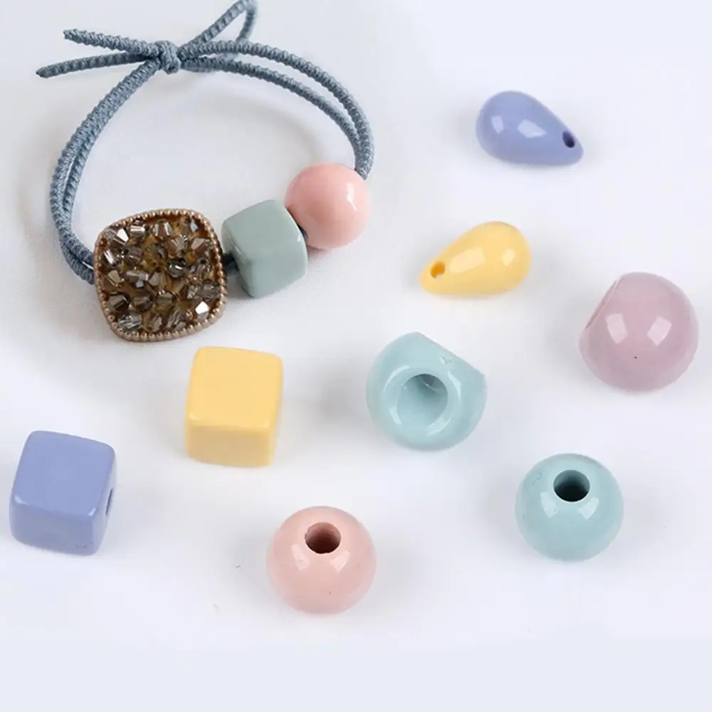 

100Pcs/lot Beaded Hair Accessories Round Square Drop Shape Imitation Pearl DIY Cream Beads Acrylic factory Outlet Good