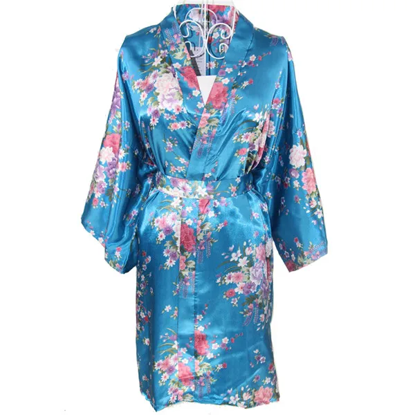 Цветочный женский Атласный халат с цветочным принтом, сексуальный домашний халат, ночная рубашка, винтажное кимоно юката, Свадебный халат для подружки невесты