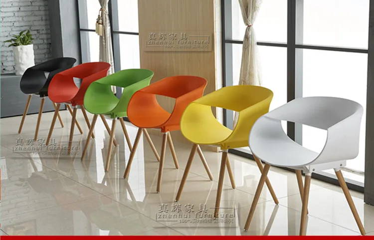 Скандинавский модный современный пластиковый стул, креативный стул для отдыха, стул из цельного дерева, кофейный стул
