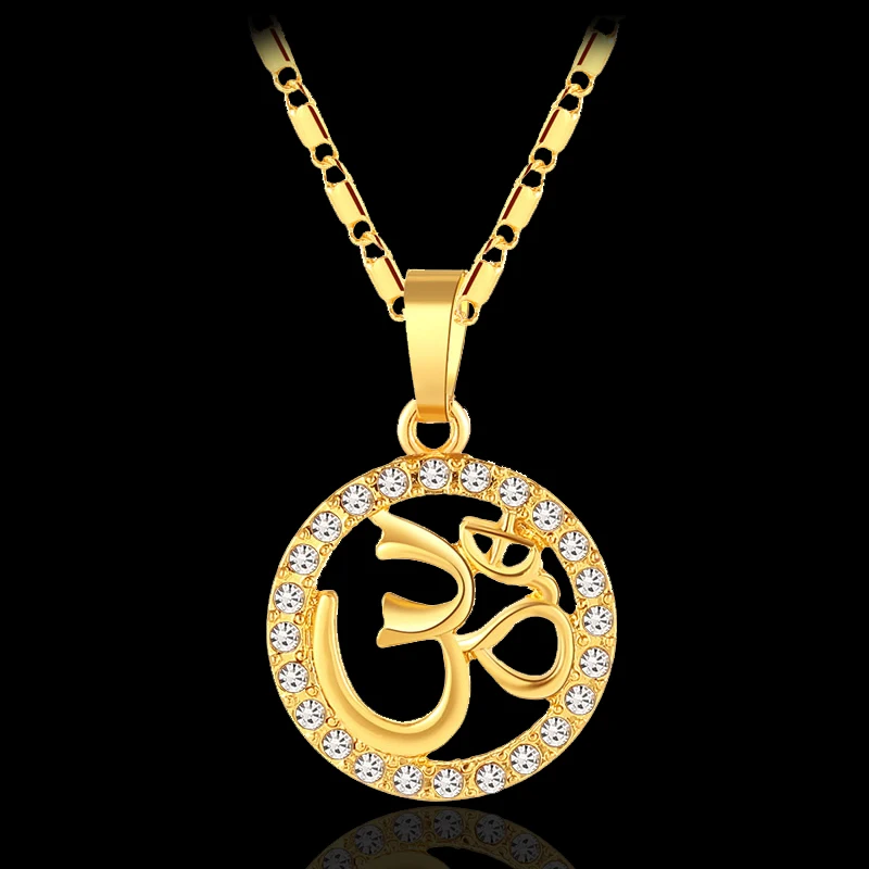Small India Yoga Necklace Pendant Women Girl OHM Hindu Buddhist AUM OM