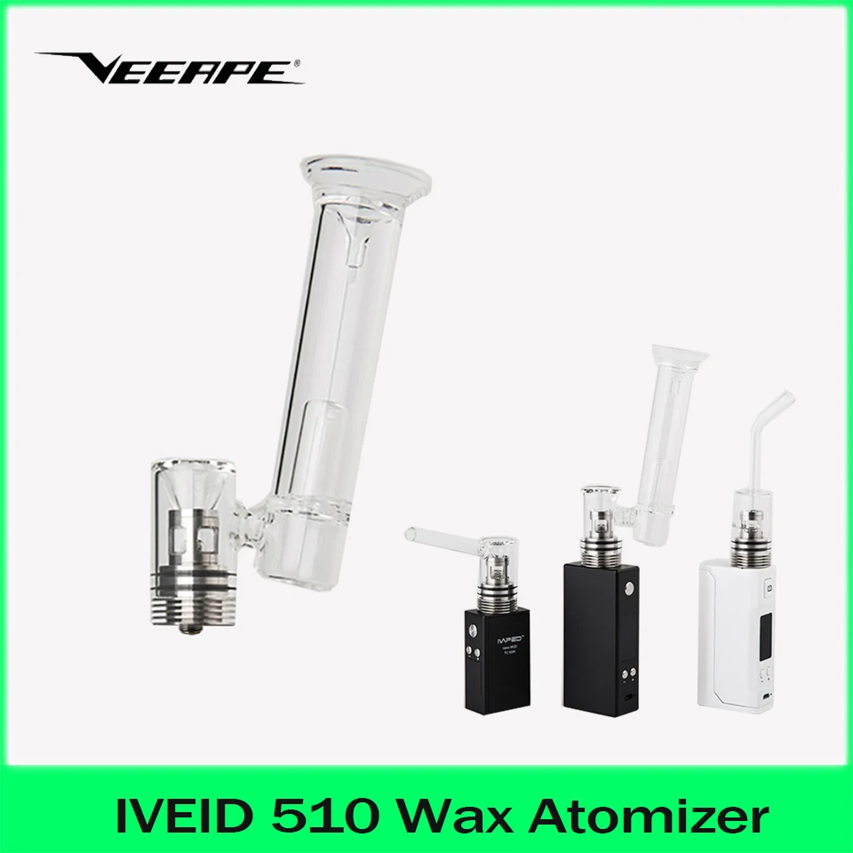 

Veeape IVEID Wax Atomizer eRig Motar Giraffe Attachment Tank 15-40W 24mm 1.2ohm Vaporizer Wax Tank Quartz Coil for 510 Vape Mod