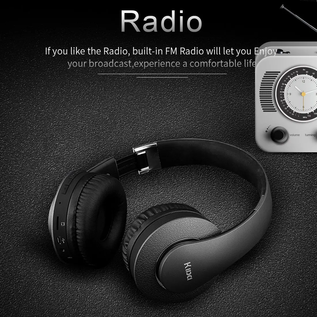 Проводные Беспроводные стереонаушники Bluetooth fm радио mp3 плеер сотовые телефоны ПК