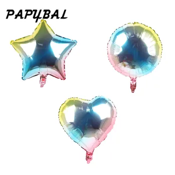 

50pcs 18inch Gradient Color Star Heart Round Foil Helium Balloons Baby Shower Birthday Wedding Party Decorations Kid's Toys Ball