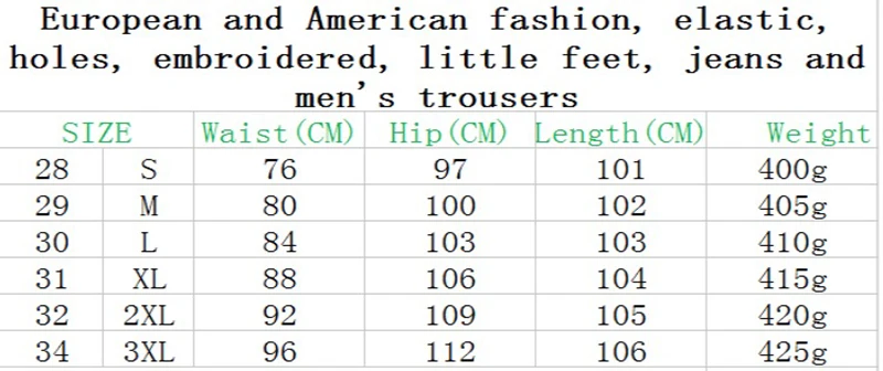 size chart